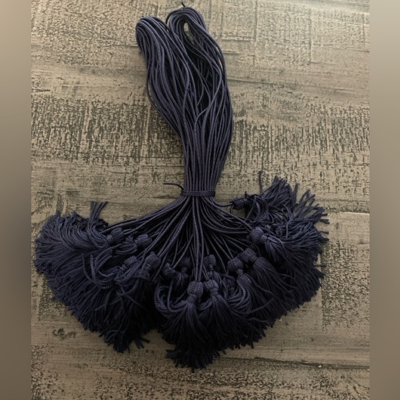 Navy Elastic Tassels, 25 pieces, 8” NWT use with programs, gifts, decor events - Picture 1 of 2